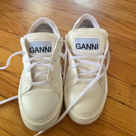 EUC- GANNI White Vegea Sneakers - size 38 - Picture 2 of 9